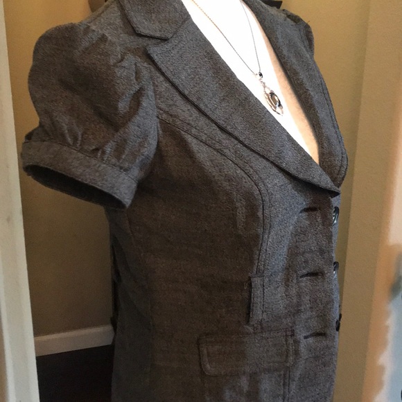 BCX Back Lined Short Sleeve Blazer-Grey 3 Button - Picture 5 of 8